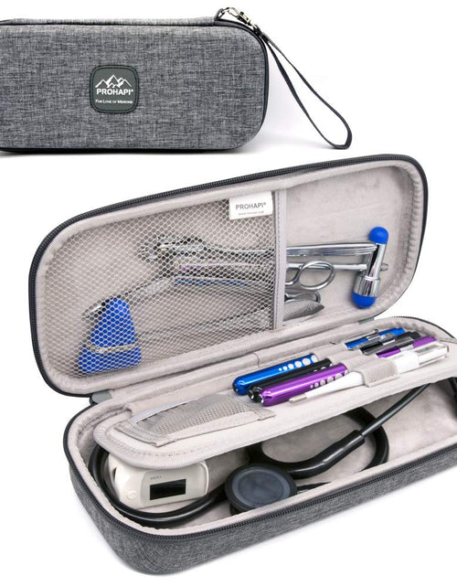 Load image into Gallery viewer, Hard Stethoscope Case, Large Stethoscope Carrying Case with ID Slot, Compatible with 3M Littmann/Adc/Omron/Mdf Stethoscope Includes Mesh Pocket for Nurse Accessories (Volcanic Grey)
