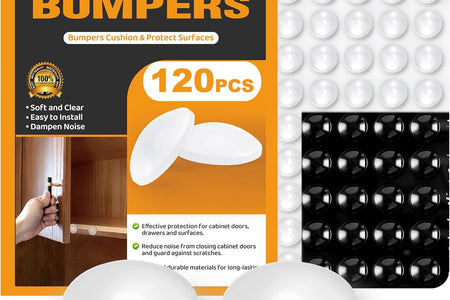 Cabinet Door Bumper, Cabinet Bumpers Clear 120PCS, Cabinet Stoppers Rubber, Cabinet Cushion Drawer Stops, Rubber Cabinet Door Bumpers Sound Dampening 3/8 Inch