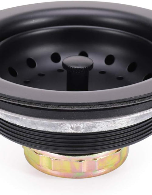 Load image into Gallery viewer, 3-1/2 Inch Kitchen Sink Stainless Steel Basket Strainer Water Stopper with Drain Assembly, Black Finish Rustproof and Durable
