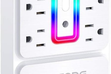 Multi Plug Outlet Extender, 6 Outlet Surge Outlet Protector with 3 USB Charger(3.2A Total),Wall Outlet Plug Electrical Outlet with 6 Ambient RGB Light , Plug Extender for Home,Office,Dorm,Hotel