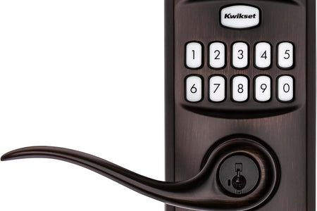 99170-002 Smartcode 917 Keypad Keyless Entry Traditional Residential Electronic Lever Deadbolt Alternative with Tustin Door Handle and Smartkey Security, Venetian Bronze