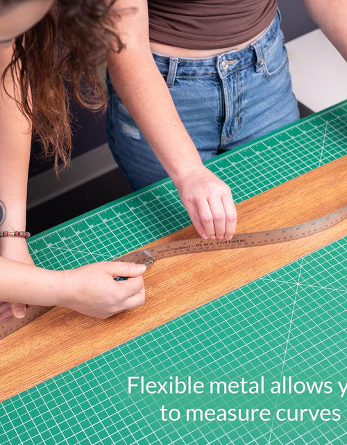 Load image into Gallery viewer, Metal Ruler 18 Inch - Stainless Steel Cork Back Metal Ruler - Premium Steel Straight Edge 18 Inch Metal Ruler - Flexible Stainless Steel Ruler - Imperial and Metric Ruler
