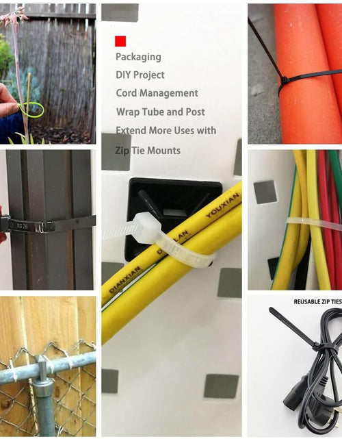 Load image into Gallery viewer, Zip Ties 10 Inch White 50 LBS Nylon Medium Clear Cable Ties Straps Strong for Bike/Car/Cord Management,100 Pack
