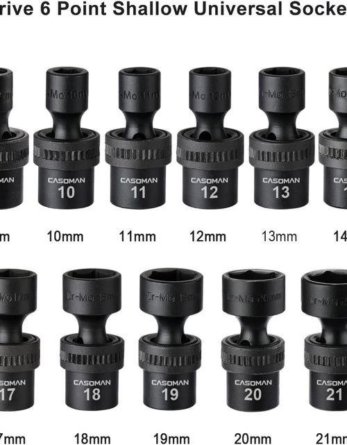 Load image into Gallery viewer, 15 PCS 3/8" Drive Standard Universal Impact Socket Set, 6-Point, Metric, 8Mm - 22Mm
