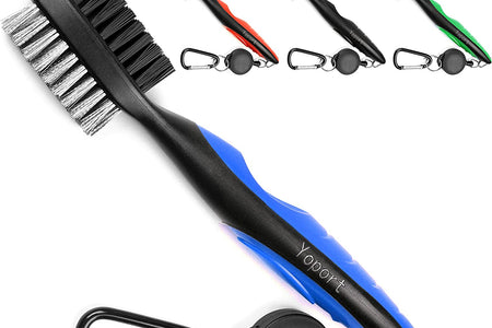 ® Golf Club Brush and Club Groove Cleaner 2 Ft Retractable Zip-Line Aluminum Carabiner, Lightweight and Stylish, Ergonomic Design, Easily Attaches to Golf Bag