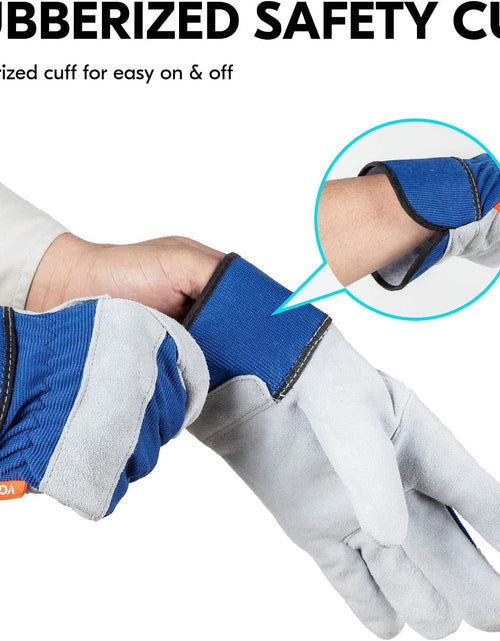 Load image into Gallery viewer, Vgo 1-Pair Safety Leather Work Gloves Men, Gardening Gloves, Rigger Gloves, Builder Gloves (Size L, Orange, CB3501)
