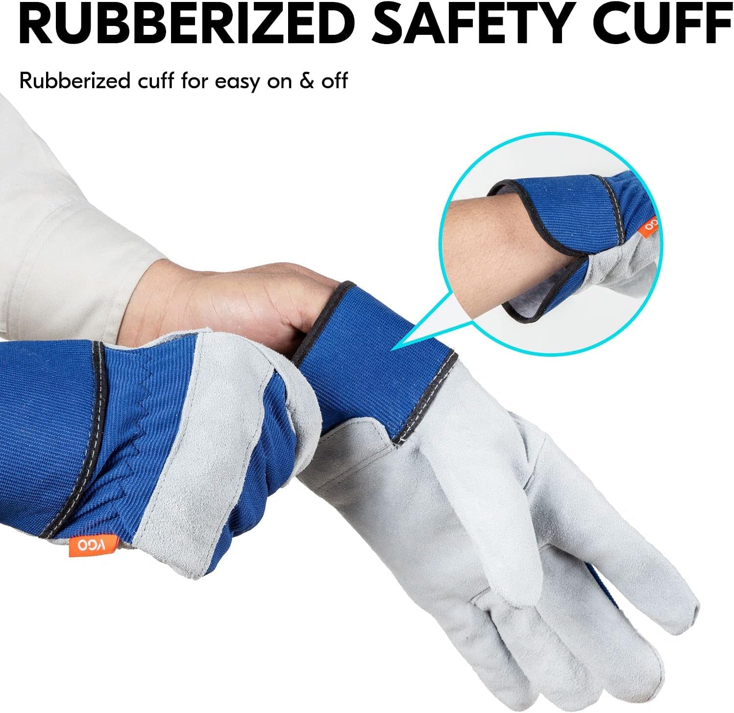 Vgo 1-Pair Safety Leather Work Gloves Men, Gardening Gloves, Rigger Gloves, Builder Gloves (Size L, Orange, CB3501)