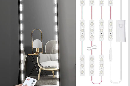 LED Vanity Mirror Light, Dimmable Hollywood Style 13Ft(4M) Ultra Bright White Lights, with RF Remote, for Full Body Mirror, Makeup Vanity Table & Bathroom (Mirror Not Include)