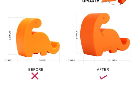 Plinrise Animal Desk Phone Stand, Update Dinosaur Silicone Office Phone Holder, Creative Phone Tablet Stand Mounts, Size:1.3" X 3.0" X 2.7" (Orange)