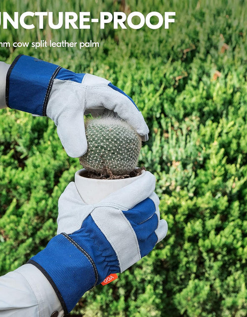 Load image into Gallery viewer, Vgo 1-Pair Safety Leather Work Gloves Men, Gardening Gloves, Rigger Gloves, Builder Gloves (Size L, Orange, CB3501)
