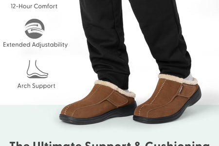Proven Plantar Fasciitis & Foot Pain Relief Arch Support Orthopedic Men'S Leather Slippers Asheville