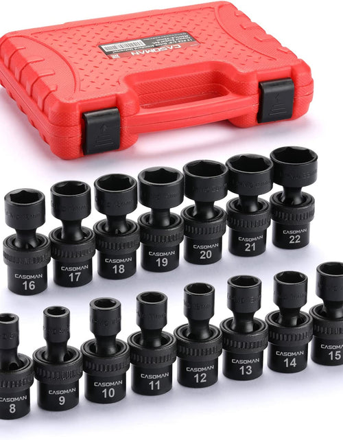 Load image into Gallery viewer, 15 PCS 3/8" Drive Standard Universal Impact Socket Set, 6-Point, Metric, 8Mm - 22Mm

