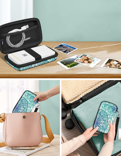Load image into Gallery viewer, Protective Case for Kodak Step/Mini 2 Hd/Printomatic/Kodak Smile Camera &amp; Printer - Shockproof Hard Shell Carrying Case with Inner Pocket, Emerald Illusions
