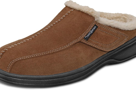 Proven Plantar Fasciitis & Foot Pain Relief Arch Support Orthopedic Men'S Leather Slippers Asheville