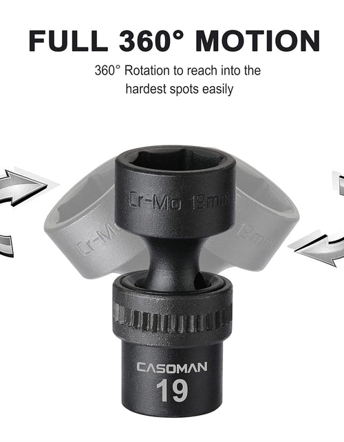 Load image into Gallery viewer, 15 PCS 3/8" Drive Standard Universal Impact Socket Set, 6-Point, Metric, 8Mm - 22Mm
