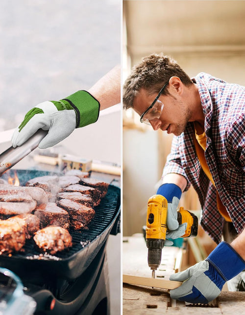 Load image into Gallery viewer, Vgo 1-Pair Safety Leather Work Gloves Men, Gardening Gloves, Rigger Gloves, Builder Gloves (Size L, Orange, CB3501)
