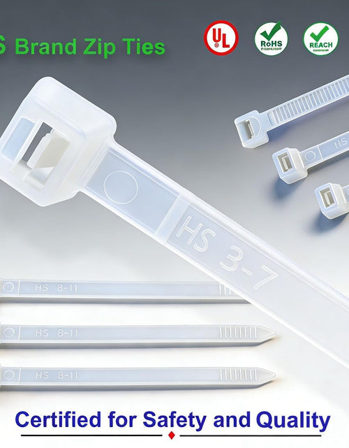 Load image into Gallery viewer, Zip Ties 10 Inch White 50 LBS Nylon Medium Clear Cable Ties Straps Strong for Bike/Car/Cord Management,100 Pack
