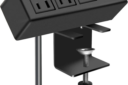 3 Outlet Desk Clamp Power Strip with USB Ports, Desktop Power Strip Surge Protector 1200J. Table Mount Charging Power Station, on Edge Power Outlet 125V 12A 1500W.