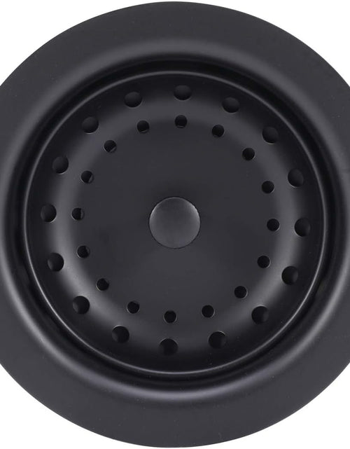 Load image into Gallery viewer, 3-1/2 Inch Kitchen Sink Stainless Steel Basket Strainer Water Stopper with Drain Assembly, Black Finish Rustproof and Durable
